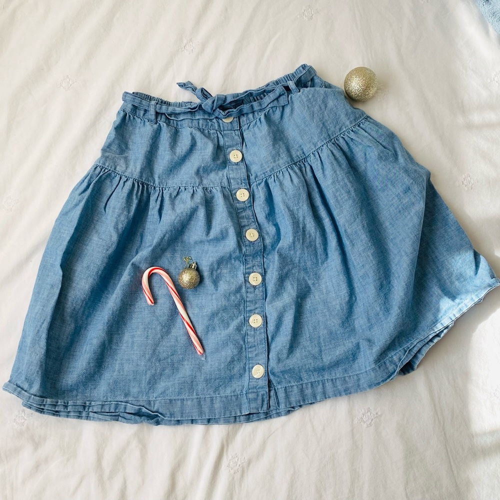 GAP Kids Chambray Denim Button Front Skirt XXL